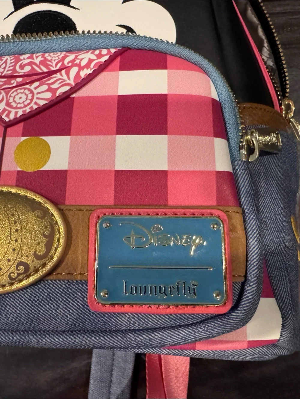 Disney Loungefly Mickey Cowboy Pink Plaid Mini Backpack